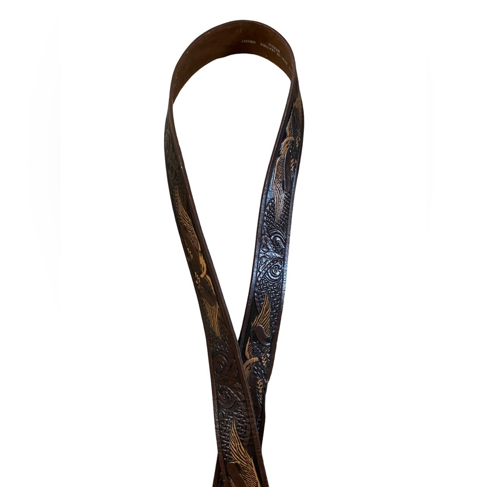 Vintage‎ Tooled Genuine Leather Belt Bald Eagle KM627 Size 46/115